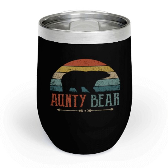 Aunty Bear Vintage Retro Aunt Present Auntie Chill Wine Tumblers