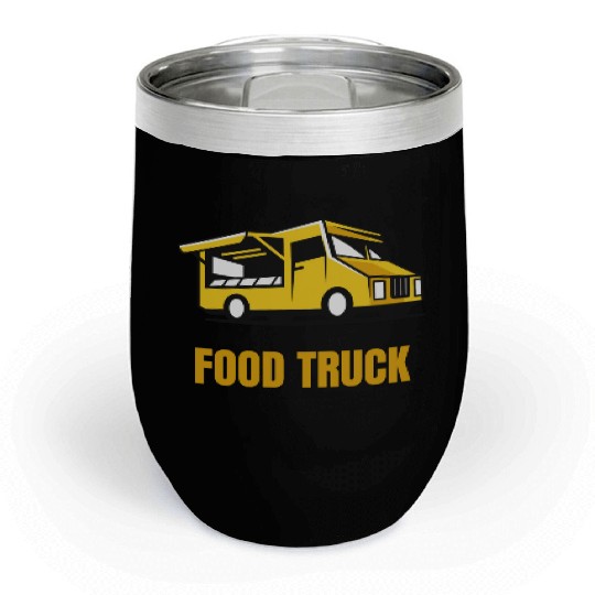 Yellow White Black Illustrated Street Food Chill Wine Tumblers