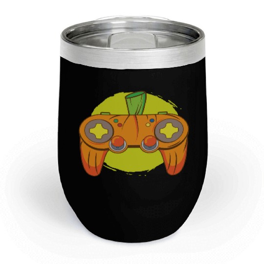 Gamer Life Halloween Pumpkin Head Video Game Chill Wine Tumblers