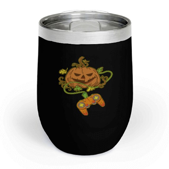 Halloween Jack O Lantern Video Game Controller Chill Wine Tumblers