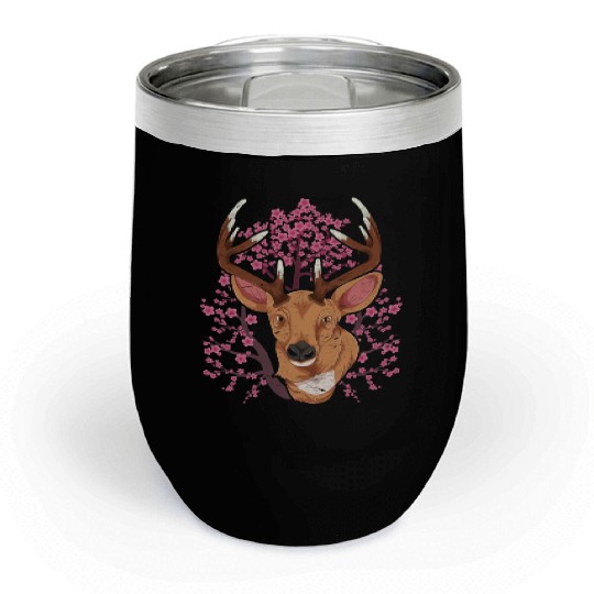 Cherry blossom forest animal gift Sakura deer Chill Wine Tumblers