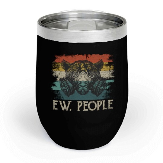 Ew People Bear Funny Introvert Vintage Retro Chill Wine Tumblers