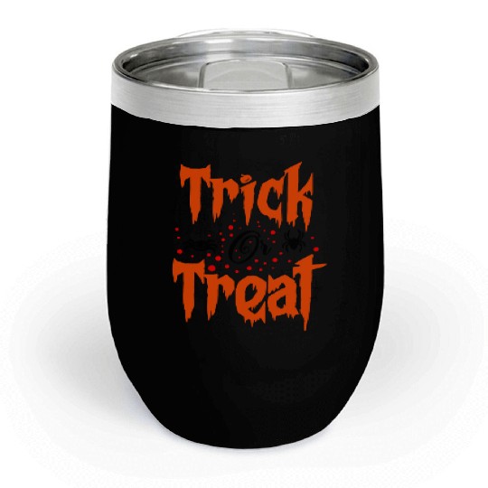 Trick Or Treat Halloween Chill Wine Tumblers Design