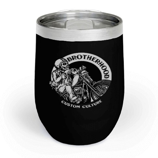 Riding brotherhood culture, skeleton riding a bike Chill Wine Tumblers