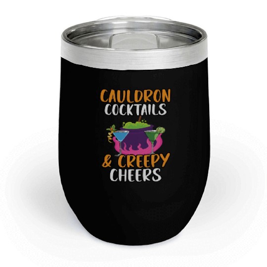 Cauldron Cocktails & Creepy Cheers Halloween Chill Wine Tumblers