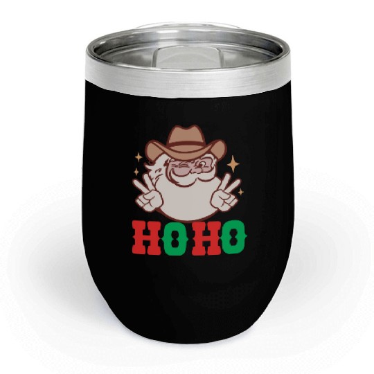vintage retro western Santa ,Christmas Chill Wine Tumblers