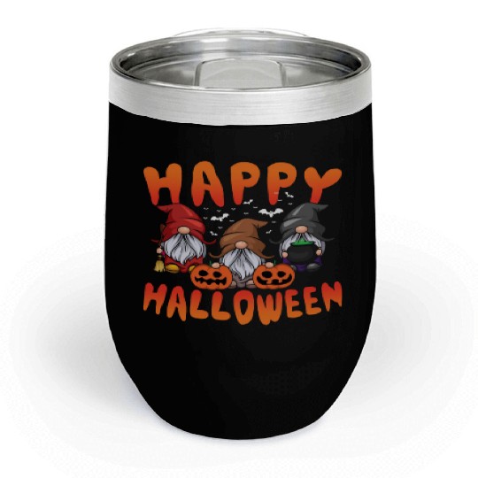 Pumpkin Halloween Gnomes Lazy Creepy Halloween Chill Wine Tumblers