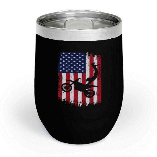 Supercross Freestyle Motocross American Flag Chill Wine Tumblers