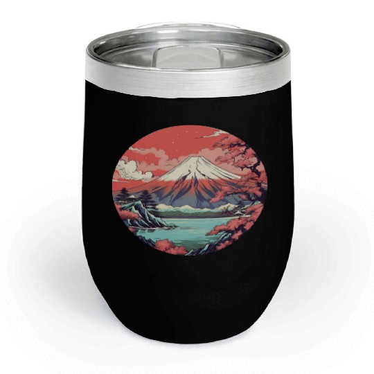 Fuji Sakura Serenity: Japanese Landscape Bliss Chill Wine Tumblers