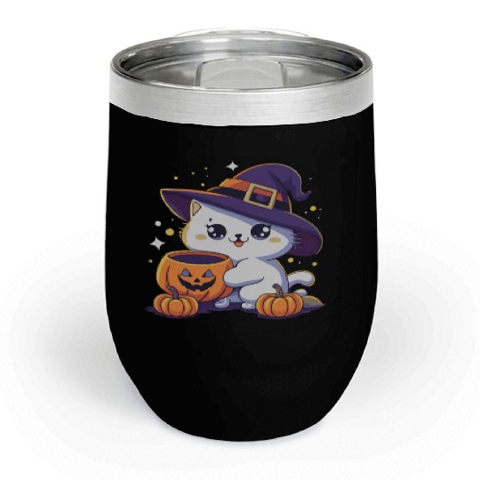 Cute Cat Halloween 3 Chill Wine Tumblers
