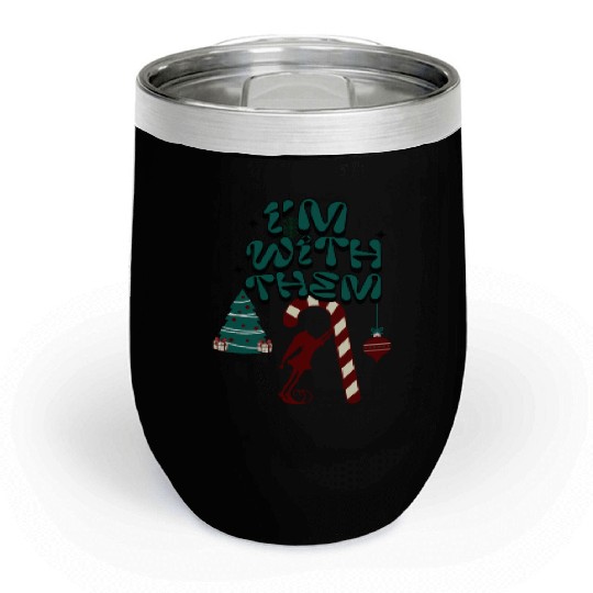 "Im with them" Christmas Elf design 2 Chill Wine Tumblers