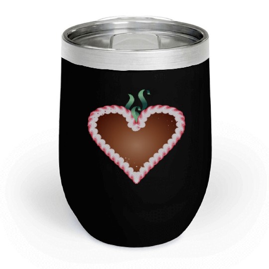 Gingerbread heart folk festival with icing and bow Chill Wine Tumblers