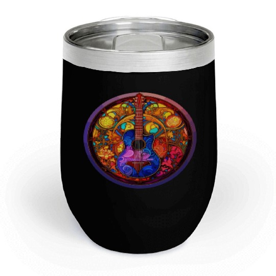 I Love Stained Glass Art and Guitar Designs - Holy Chill Wine Tumblers