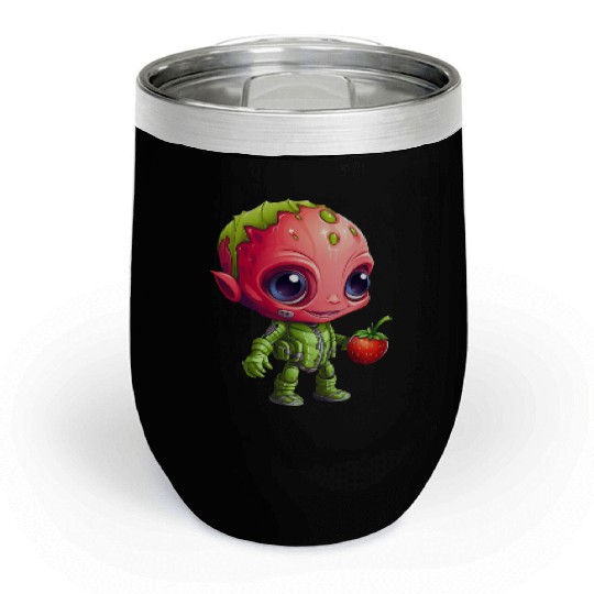 Strawberry Alien: Green & Red in Harmony Chill Wine Tumblers
