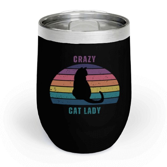 crazy cat lady Chill Wine Tumblers