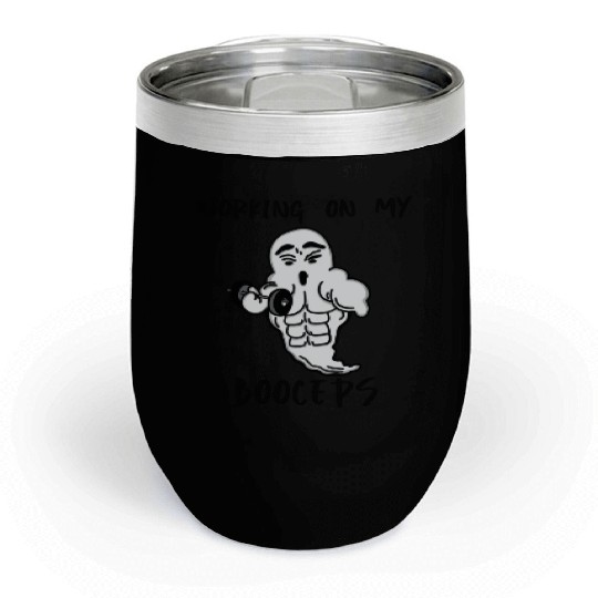 ghost halloween gym muscle power Chill Wine Tumblers