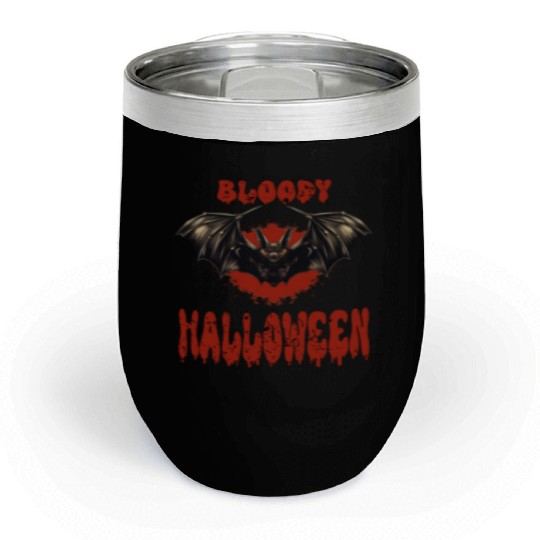 Bloody Halloween Vampire Bat Spooky Chill Wine Tumblers