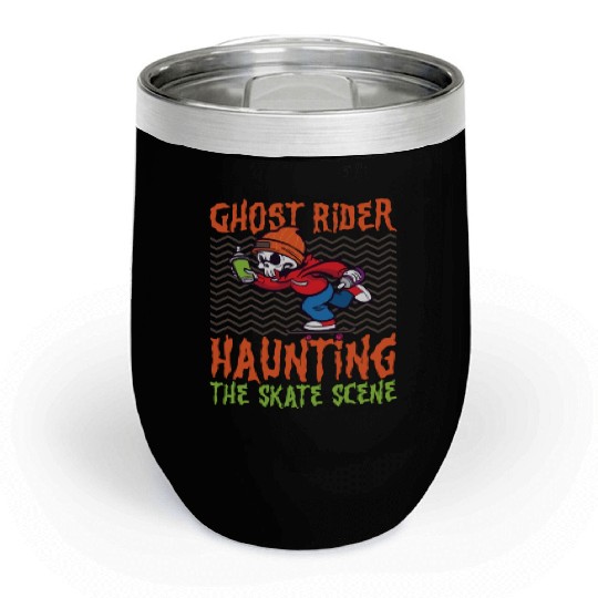 Spooky Horror Skateboarder Halloween Skateboarding Chill Wine Tumblers