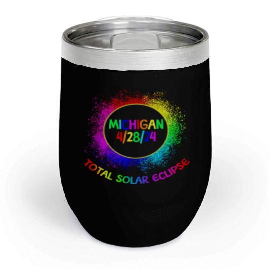 Total Solar Eclipse Michigan 4/28/24 Kids Eclipse Chill Wine Tumblers