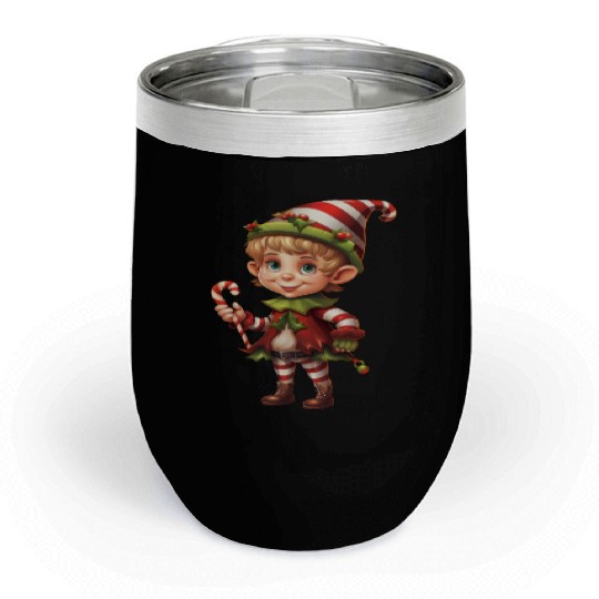 Christmas Elf Candy Cane X-Mas Pajamas Party Chill Wine Tumblers