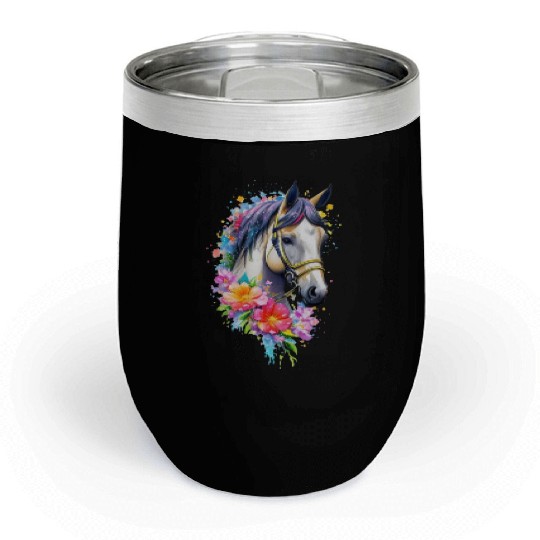 Flower Horse Spring Nature Horse Lovers For Women Chill Wine Tumblers