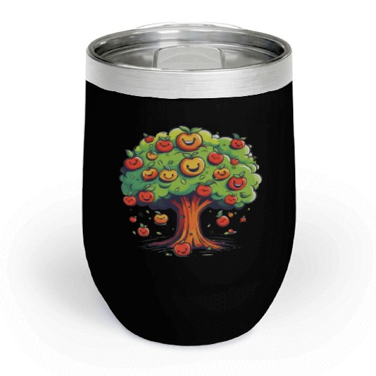 Apples Tree Fruit Orchard Apple Picking Cute Chill Wine Tumblers