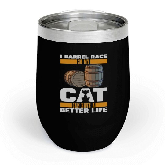 Horse Barrel Racing Cat Chill Wine Tumblers