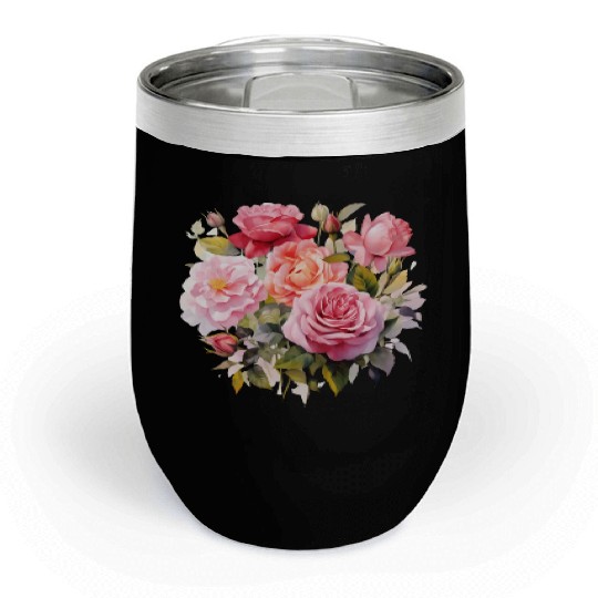 Nature's Artistic Elegance English Rose Tapestry Chill Wine Tumblers