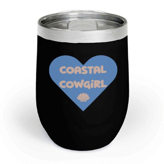 Coastal Cowgirl blue heart Chill Wine Tumblers