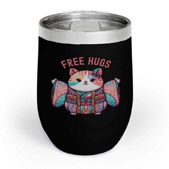 Free hugs from Japanese cat Chill Wine Tumblers