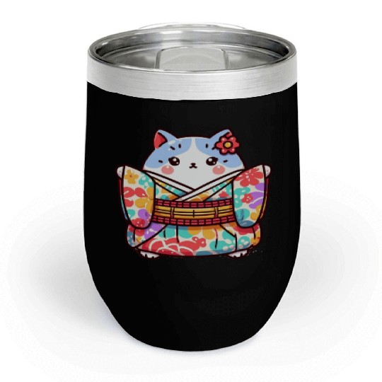Japanese cat or Neko Chill Wine Tumblers