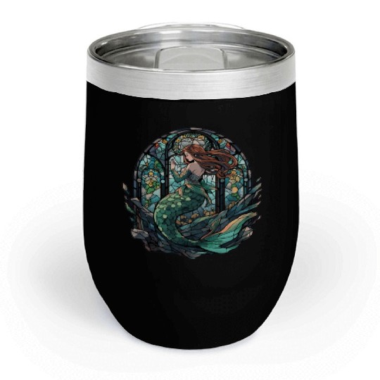 Stained Glass Mermaid Chill Wine Tumblers