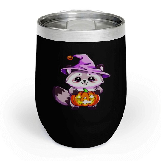 Cute Halloween raccoon Chill Wine Tumblers
