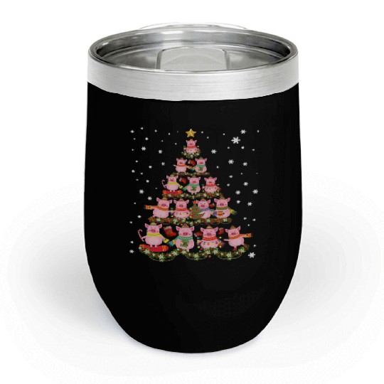 Pigs Christmas Tree Pigs Xmas Ornaments Chill Wine Tumblers