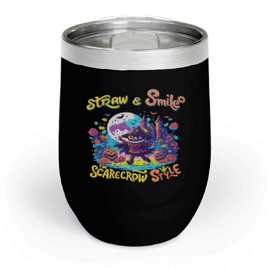 Straw & Smile The Scarecrow Funny Cute Halloween Chill Wine Tumblers
