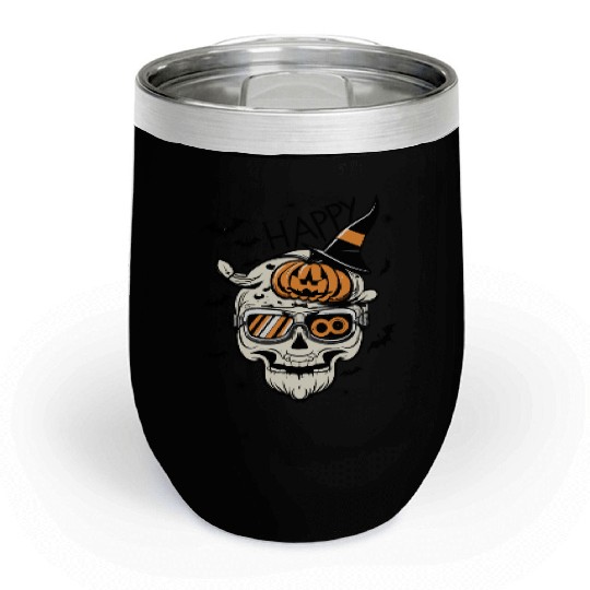Skull Candy Punppkin Halloween Chill Wine Tumblers