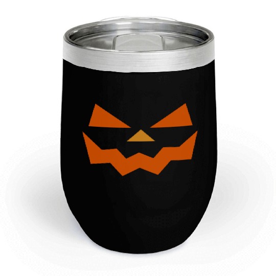 pumpkin halloween scary face outline horror design Chill Wine Tumblers