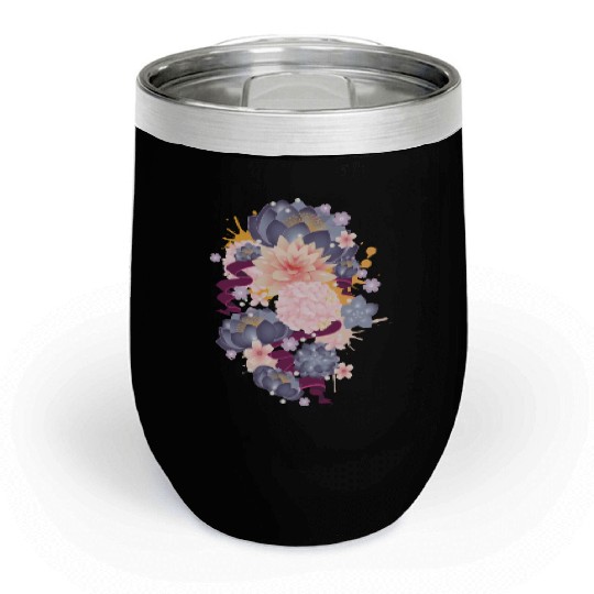 Composition of water lilies, hydrangeas & succulen Chill Wine Tumblers
