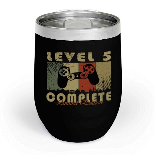 5th birthday level 5 gamer gift Chill Wine Tumblers