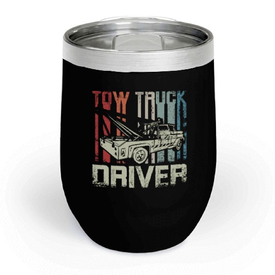 Cool Retro Vintage Tow truck Driver Chill Wine Tumblers