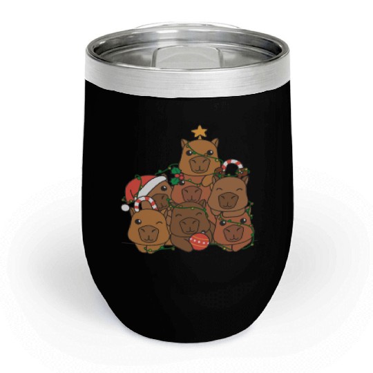 Capybara Christmas Tree Funny Animal Christmas Chill Wine Tumblers