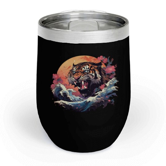 Tokyo Asia 80s Japanese Retro Tiger Chill Wine Tumblers