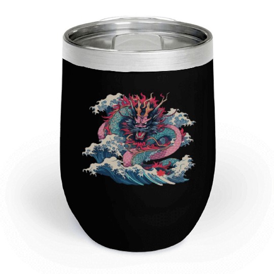 Tokyo Asia 80s Japanese Retro Dragon Dragon Chill Wine Tumblers