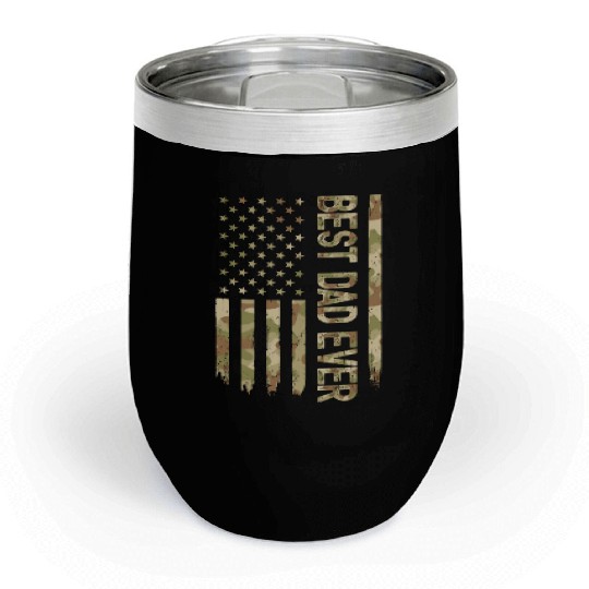 Best Dad Ever Us American Flag Camo Father s Day Chill Wine Tumblers
