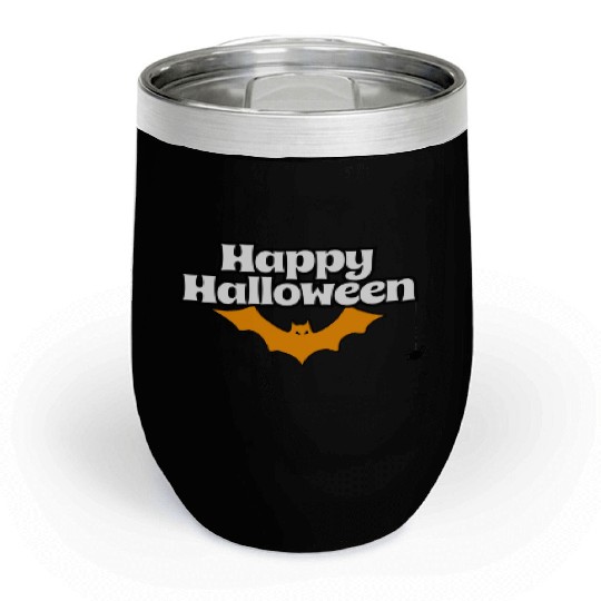 Bat Graphic Happy Halloween Chill Wine Tumblers