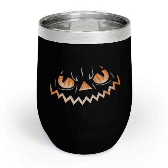Creepy Jack o Lantern Carved Halloween Pumpkin Chill Wine Tumblers