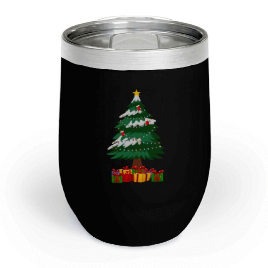 Merry Christmas Tree with Surprise Presents Boxes Chill Wine Tumblers