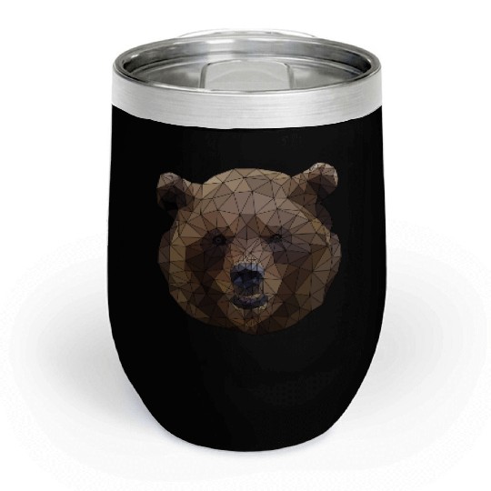 Polygonal brown bear triangular shape low poly art Chill Wine Tumblers