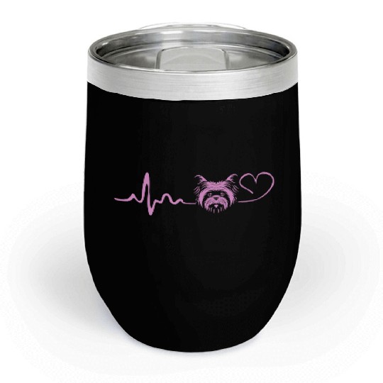 Yorkshire Terrier Dog Lover Yorkie Heartbeat Chill Wine Tumblers