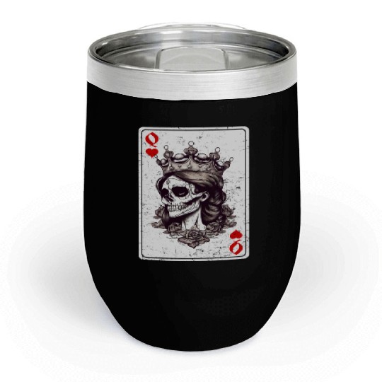 Queen of Hearts Card Game Horror Heart Queen Chill Wine Tumblers